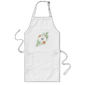 長いエプロンパーソナライズされた – ギフト – 'フローラ桃' ロングエプロン (正面)