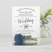 長いエレガントステムダステスティスティールブルーバラ結婚ズ 招待状 (スタンド正面)