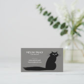 長いクール尾を持つ黒猫 |おもしろい線 名刺 (スタンド正面)