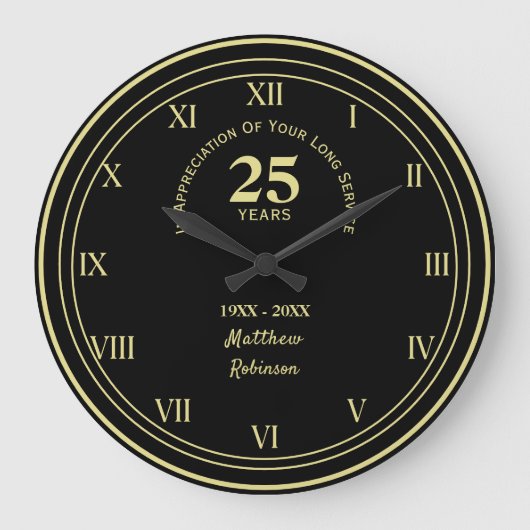 長いサービス評価パーソナライズされた ラージ壁時計 (正面)