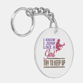 長いジャンプ私は女の子のようにジャンプを知っている上に保する キーホルダー (正面左)