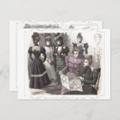 長いビクトリアンヴィンテージ・ドレスを着た美しい女性 ポストカード (正面/裏面)