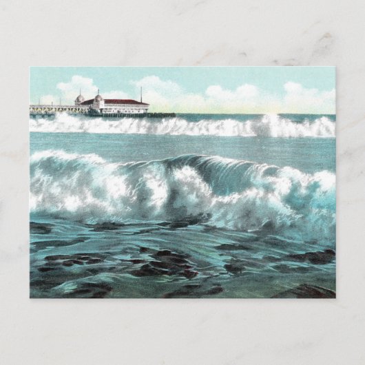 長いビーチブレーカーヴィンテージはがき ポストカード (正面)