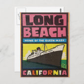 長いビーチ、カリフォルニアのヴィンテージ旅行はがき ポストカード (正面/裏面)