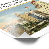 長いビーチCAマップ座標ヴィンテージスタイル フォトプリント (角)