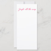 長いピンクの手袋を持つヴィンテージ女性クリスマスカード (裏面)