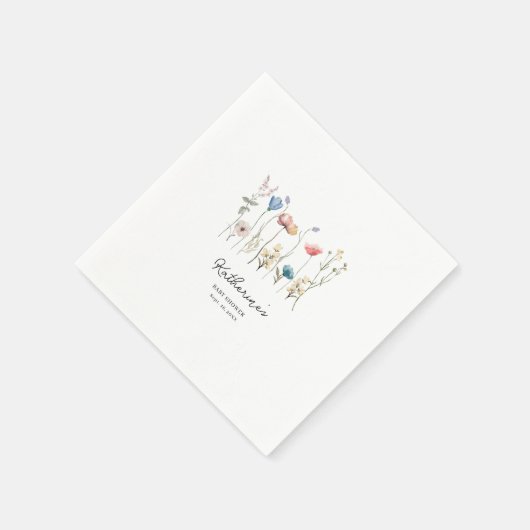 長いミニマル茎の野生の花の赤ちゃんシャワー スタンダードカクテルナプキン (角)