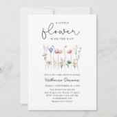 長いミニマル茎の野生の花の赤ちゃんシャワー 招待状 (正面)