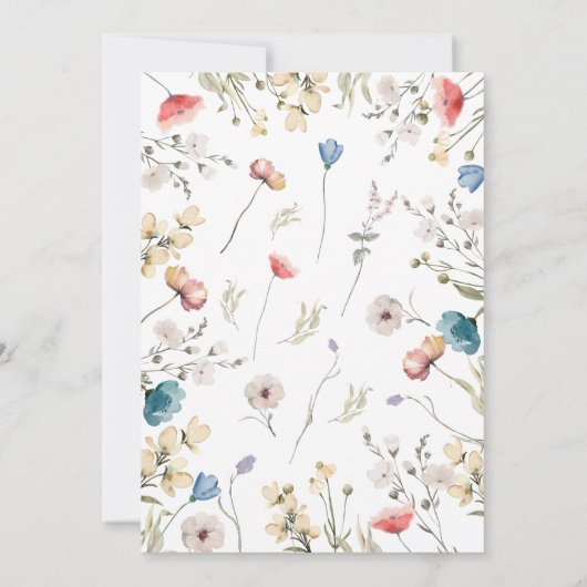 長いミニマル茎の野生の花の赤ちゃんシャワー 招待状 (裏面)