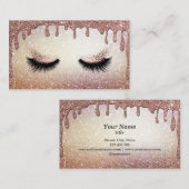 長いラッシュエクステンション化粧アーティスト滴下金ゴールド 名刺 (正面/裏面)