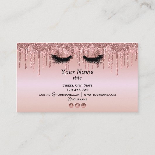 長いラッシュエクステンション化粧アーティスト滴下金ゴールド 名刺 (裏面)