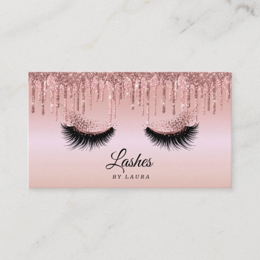 長いラッシュエクステンション化粧アーティスト滴下金ゴールド 名刺 (正面)