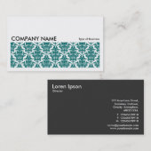 長い写真0123 - Moss Green Damask Pattern 名刺 (正面/裏面)