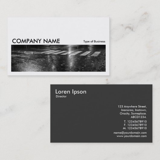 長い写真0258 – ウェット秋の道路の夜 名刺 (正面/裏面)