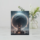 長い夜の後、満月が覗き始める 箔シーズンポストカード (立ち正面)