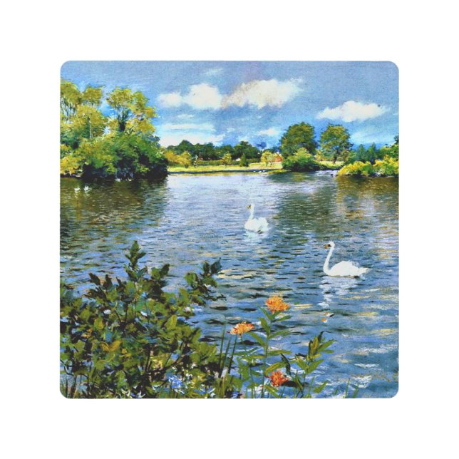 長い島の湖、素晴らしアート。 メタルプリント (正面)