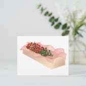 長い幹の赤いバラが箱の中 ポストカード (スタンド正面)