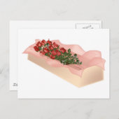 長い幹の赤いバラが箱の中 ポストカード (正面/裏面)