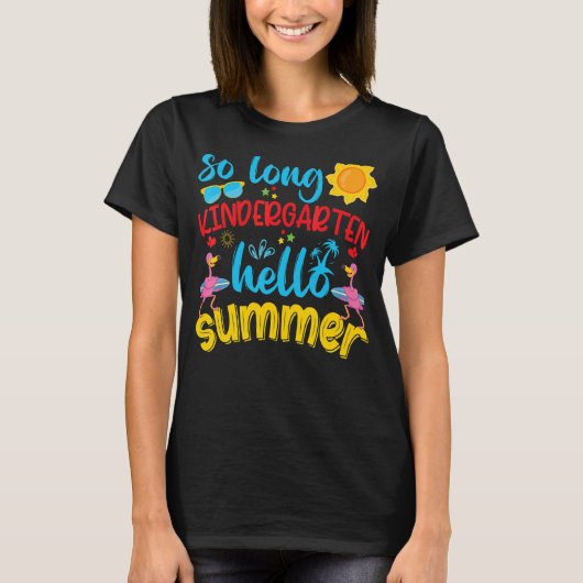 長い幼稚園こんにちは夏の最後の日学校 Tシャツ (正面)