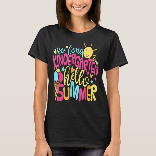 長い幼稚園こんにちは夏の最後の日学校 Tシャツ (正面)