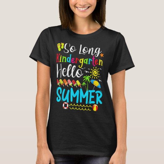 長い幼稚園こんにちは夏先生学生 Tシャツ (正面)