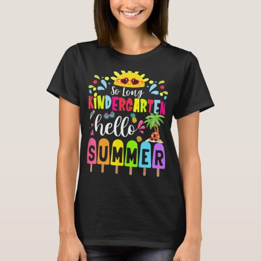 長い幼稚園こんにちは夏先生学生 Tシャツ (正面)