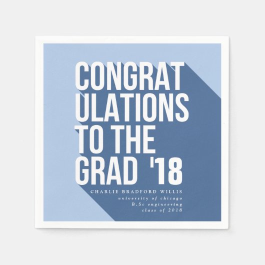 長い影のおめでとうは海軍の卒業 スタンダードカクテルナプキン (正面)