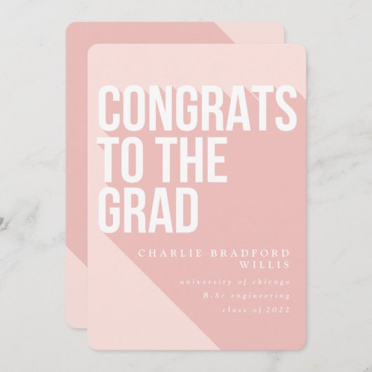 長い影のおめでとうをグラード赤面 招待状 (正面/裏面)