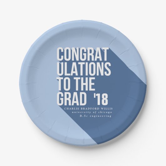 長い影のおめでとう ペーパープレート (正面)