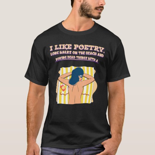 長い散歩ビーチ図 Tシャツ (正面)