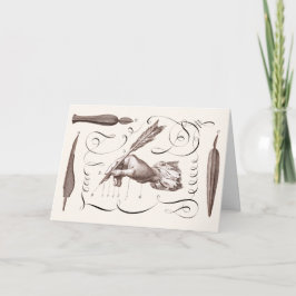 長い時間をかけて申し訳ない – 書アンティーク版木、銅版、版画 カード