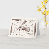 長い時間をかけて申し訳ない – 書アンティーク版木、銅版、版画 カード (黄色い花)