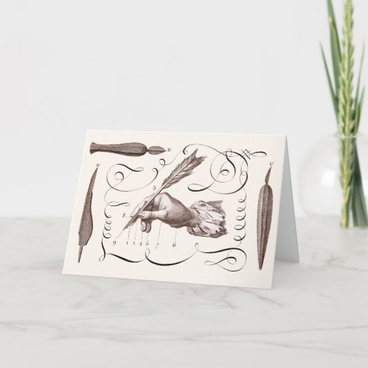 長い時間をかけて申し訳ない – 書アンティーク版木、銅版、版画 カード (正面)