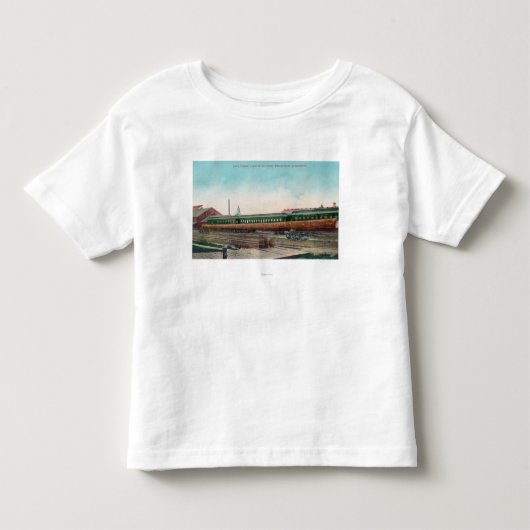 長い木のログオン鉄道線路 トドラーTシャツ (正面)