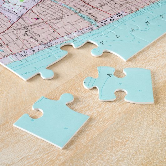 長い枝及び赤い銀行NJ (1954年)のヴィンテージの地図 ジグソーパズル (側面)