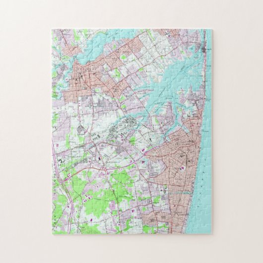 長い枝及び赤い銀行NJ (1954年)のヴィンテージの地図 ジグソーパズル (縦)