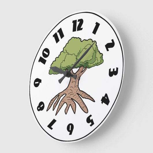 長い根の時計が付いている木 ラージ壁時計 (傾斜)