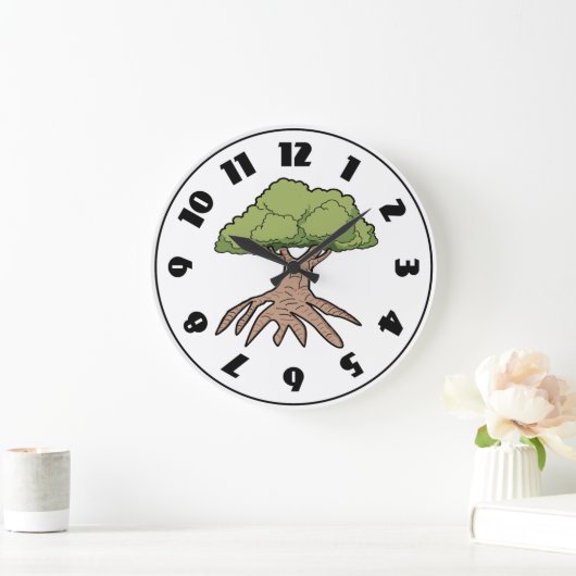 長い根の時計が付いている木 ラージ壁時計 (ホーム)