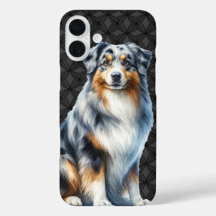長い毛のふわふわしたオーストラリアの羊飼い犬 iPhone 16 PLUSケース