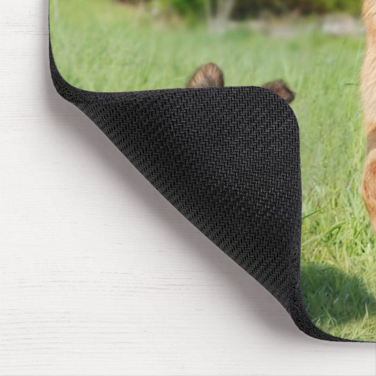 長い毛のふわふわしたドイツの羊飼いの犬と子犬 マウスパッド (コーナー)