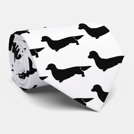 長い毛のダックスフントのタイ ネクタイ (ロール)
