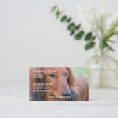 長い毛のダックスフントの名刺 名刺 (スタンド正面)