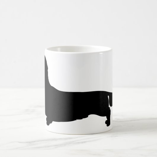 長い毛のダックスフントの陶磁器のマグ コーヒーマグカップ (中央)