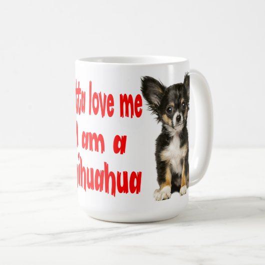 長い毛のチワワの小犬の赤愛 コーヒーマグカップ (正面右)