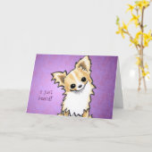 長い毛のチワワはあなたのカスタムなメッセージを話します カード (黄色い花)