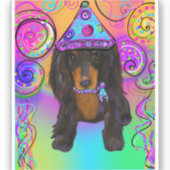 長い毛のブラック＆タン・ドキシ― シール (正面)