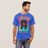 長い毛のブラック&タン・ドキシ― Tシャツ (正面フル)