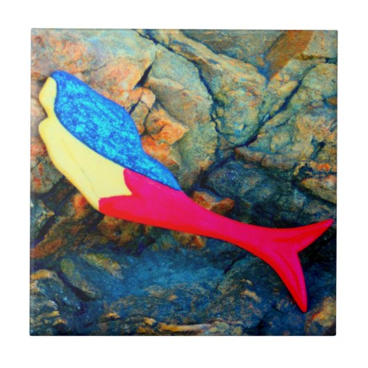 長い毛の人魚のタイル タイル (正面)