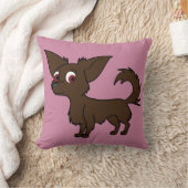 長い毛を搭載するチョコレートチワワ クッション (ブランケット)