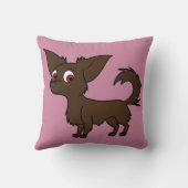 長い毛を搭載するチョコレートチワワ クッション (裏面)